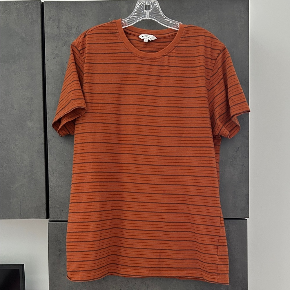 Ben Sherman Rust Striped Tee men’s size Large 100% cotton Orange crewneck shirt - Picture 8 of 9
